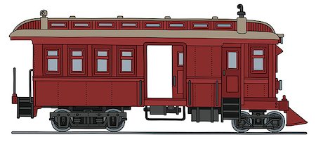 simsearch:400-08966942,k - Hand drawing of a vintage dark red motor passenger train Stock Photo - Budget Royalty-Free & Subscription, Code: 400-08967871