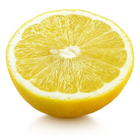 simsearch:400-08967896,k - Ripe half of yellow lemon citrus fruit isolated on white background. Lemon half with clipping path Photographie de stock - Aubaine LD & Abonnement, Code: 400-08967895