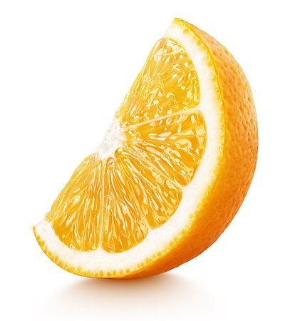 simsearch:400-08967896,k - Standing ripe slice of orange citrus fruit isolated on white background with clipping path Photographie de stock - Aubaine LD & Abonnement, Code: 400-08967897