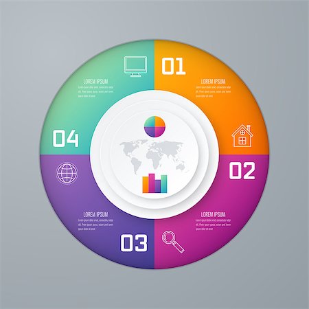 simsearch:400-07423002,k - Vector for infographic. Template for cycle diagram, graph, presentation and round chart. Business concept with 4 options, parts, steps or processes. Data visualization. Foto de stock - Super Valor sin royalties y Suscripción, Código: 400-08967966