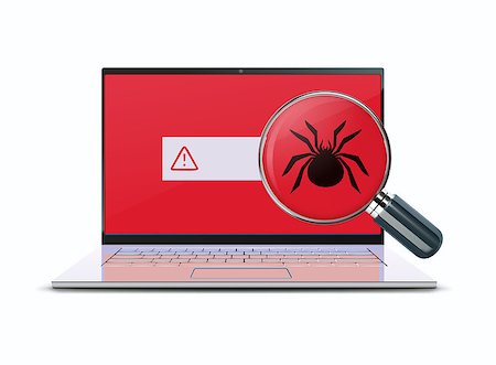 data security screens - Vector illustration of classic detailed laptop computer with  detected bug under magnifying glass Stock Photo - Budget Royalty-Free & Subscription, Code: 400-08968205