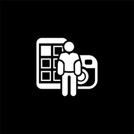 simsearch:400-06355676,k - Blogger Icon. Flat Design. Isolated illustration with a silhouette of a man and a smartphone with a photo camera on the background Foto de stock - Super Valor sin royalties y Suscripción, Código: 400-08968258