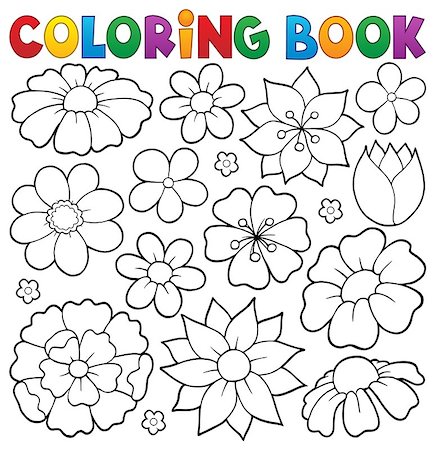 simsearch:400-05913691,k - Coloring book flower topic 1 - eps10 vector illustration. Stock Photo - Budget Royalty-Free & Subscription, Code: 400-08968396
