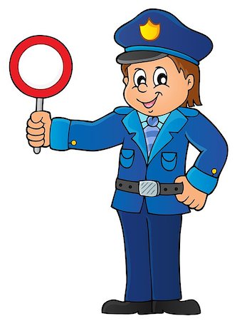 Policeman holds stop sign theme 1 - eps10 vector illustration. Stock Photo - Budget Royalty-Free & Subscription, Code: 400-08968429