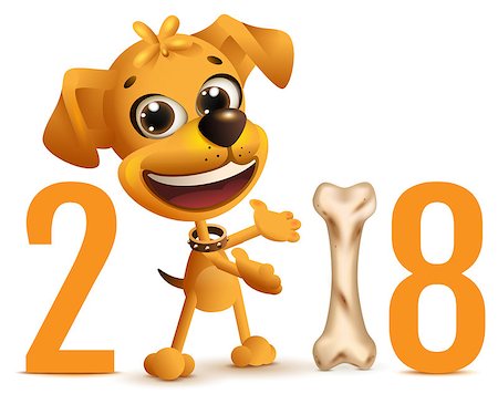 simsearch:400-09065162,k - Yellow dog symbol 2018 year on Chinese calendar. Isolated on white vector cartoon illustration Stock Photo - Budget Royalty-Free & Subscription, Code: 400-08968435