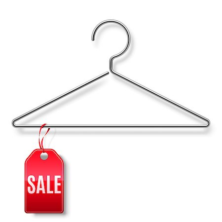 shopping mall advertising - Clothes hanger with red sale tag isolated on white background Stock Photo - Budget Royalty-Free & Subscription, Code: 400-08968444