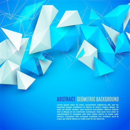 Abstract polygon 3d shapes and mesh grid on bright blue background Foto de stock - Royalty-Free Super Valor e Assinatura, Número: 400-08968447