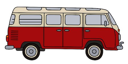 simsearch:400-08966942,k - Hand drawing of a classic red and white minibus Stock Photo - Budget Royalty-Free & Subscription, Code: 400-08968514