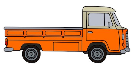 simsearch:400-08966942,k - Hand drawing of a orange and cream small delivery truck Stock Photo - Budget Royalty-Free & Subscription, Code: 400-08968516