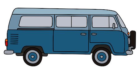 simsearch:400-08966942,k - Hand drawing of a classic blue minivan Stock Photo - Budget Royalty-Free & Subscription, Code: 400-08968513