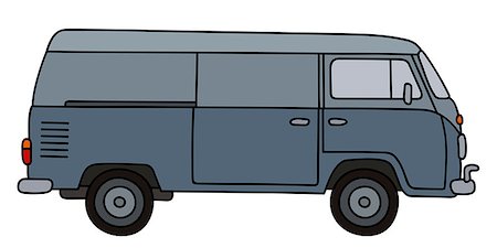 simsearch:400-08966942,k - Hand drawing of retro gray small delivery car Stock Photo - Budget Royalty-Free & Subscription, Code: 400-08968524