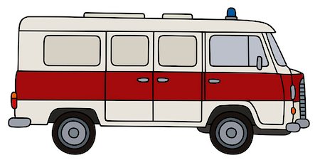 simsearch:400-08966942,k - Hand drawing of a retro ambulance minivan Stock Photo - Budget Royalty-Free & Subscription, Code: 400-08968529