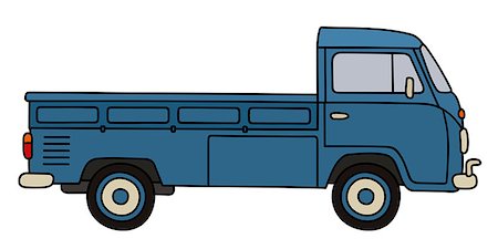 simsearch:400-08966942,k - Hand drawing of a retro blue small delivery vehicle Stock Photo - Budget Royalty-Free & Subscription, Code: 400-08968532