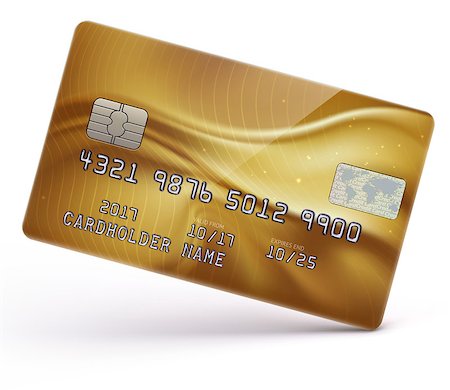 simsearch:400-07308715,k - Vector illustration of detailed glossy gold credit card isolated on white background Stock Photo - Budget Royalty-Free & Subscription, Code: 400-08960109