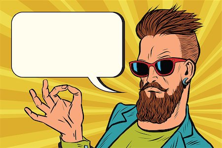 OK okay gesture hipster. Pop art retro vector illustration Stock Photo - Budget Royalty-Free & Subscription, Code: 400-08960133