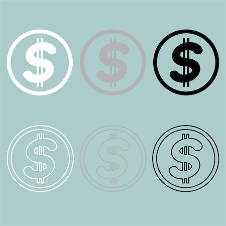 Black grey white simbol dollar icon. Set icons. Stock Photo - Budget Royalty-Free & Subscription, Code: 400-08960324