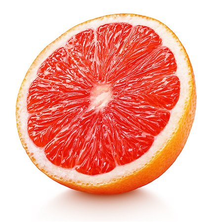 simsearch:600-08002105,k - Ripe half of pink grapefruit citrus fruit isolated on white background with clipping path Photographie de stock - Aubaine LD & Abonnement, Code: 400-08960349