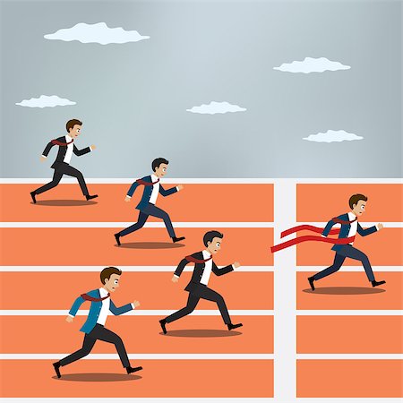 Businessman winning competition and crossing the finish line. Also available as a Vector in Adobe illustrator EPS 10 format. Foto de stock - Royalty-Free Super Valor e Assinatura, Número: 400-08960468