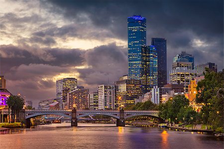 simsearch:400-09119811,k - Cityscape image of Melbourne, Australia during summer sunset. Stock Photo - Budget Royalty-Free & Subscription, Code: 400-08960662