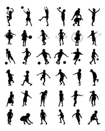 pictures of kids and friends playing at school - Black silhouettes of children playingon a white background Stock Photo - Budget Royalty-Free & Subscription, Code: 400-08960966