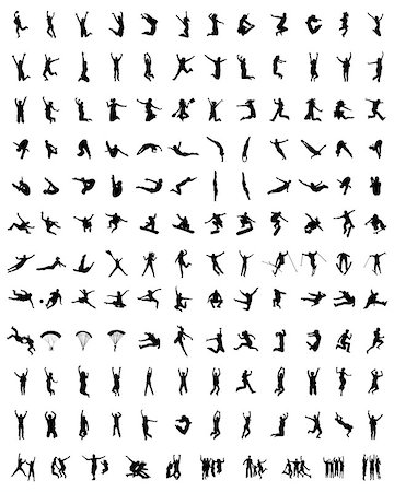 spring ski - Silhouettes of people wich jumping and flying, vector Stock Photo - Budget Royalty-Free & Subscription, Code: 400-08960970