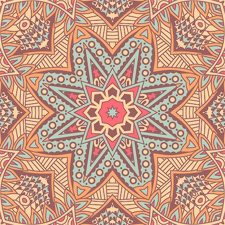 simsearch:400-08959581,k - Abstract festive colorful mandala vector ethnic boho tribal pattern Stock Photo - Budget Royalty-Free & Subscription, Code: 400-08961016