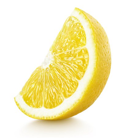 simsearch:400-08967896,k - Ripe slice of yellow lemon citrus fruit stand isolated on white background with clipping path Photographie de stock - Aubaine LD & Abonnement, Code: 400-08961024