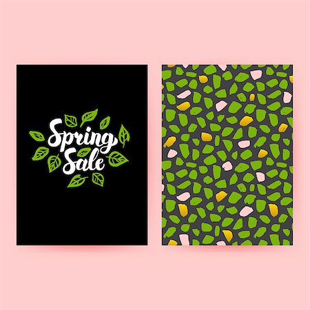 postcard shop - Spring Sale Trendy Poster. Vector Illustration of Pattern Design with Handwritten Lettering. Stock Photo - Budget Royalty-Free & Subscription, Code: 400-08961187