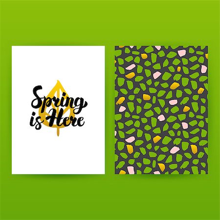 Spring is Here Hipster Poster. Vector Illustration of Trendy Pattern Design with Handwritten Lettering. Stock Photo - Budget Royalty-Free & Subscription, Code: 400-08961194