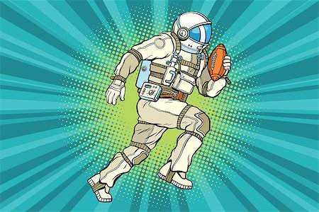 Astronaut athlete American football. Comic book illustration pop art retro color vector Stock Photo - Budget Royalty-Free & Subscription, Code: 400-08961400