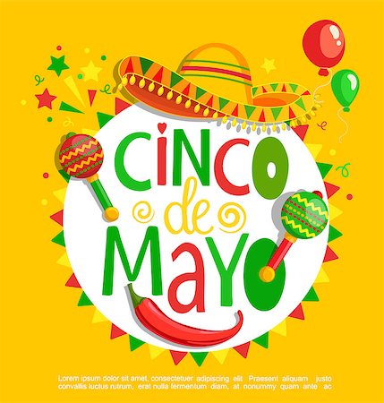 simsearch:400-08973915,k - Cinco De Mayo, lettering on holiday background, poster, banner, greeting card for announcement, invitation and party. Stockbilder - Microstock & Abonnement, Bildnummer: 400-08961456