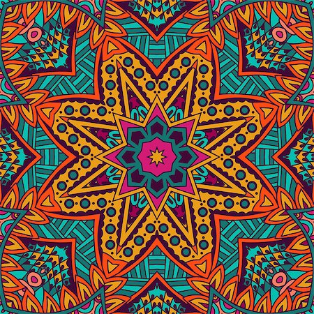 simsearch:400-08966083,k - Festive Colorful Tribal ethnic seamless vector pattern ornamental Stockbilder - Microstock & Abonnement, Bildnummer: 400-08961463