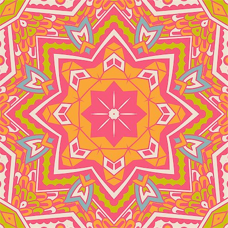 simsearch:400-08959581,k - Vector Tribal indian vintage ethnic seamless design. Festive colorful mandala pattern Stock Photo - Budget Royalty-Free & Subscription, Code: 400-08961487