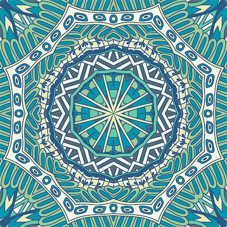 simsearch:400-08959581,k - Seamless ornamental pattern of circular ornaments. Doily lace round ornament. Blue winter doodle lace background Stock Photo - Budget Royalty-Free & Subscription, Code: 400-08961483