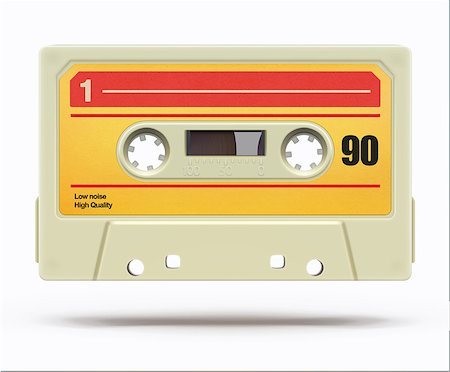 simsearch:400-06357261,k - Vector illustration of vintage plastic audio cassette tape isolated on a white background Stock Photo - Budget Royalty-Free & Subscription, Code: 400-08961509