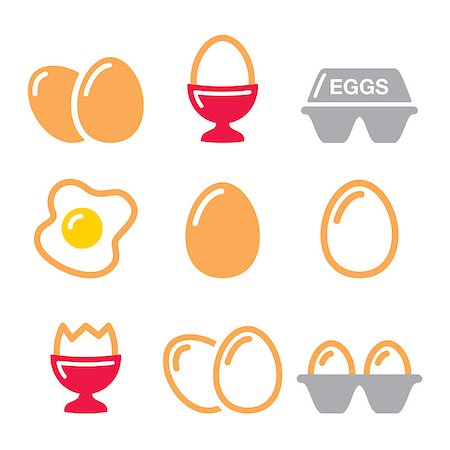 simsearch:400-05383364,k - Food or restaurant icons - eggs set isolated on white Photographie de stock - Aubaine LD & Abonnement, Code: 400-08961546