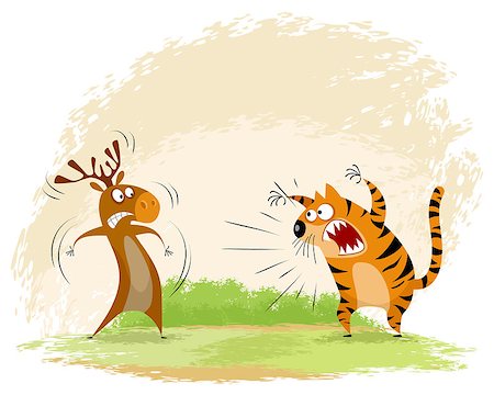 snarling tiger picture - Vector illustration of a tiger snarls on elk Stock Photo - Budget Royalty-Free & Subscription, Code: 400-08961656