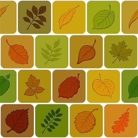 simsearch:400-04365263,k - Seamless Background with Autumn Pictogram Leaves of Various Plants, Trees and Shrubs in Squares, Abstract Nature Pattern. Eps10, Contains Transparencies. Vector Stock Photo - Budget Royalty-Free & Subscription, Code: 400-08961690