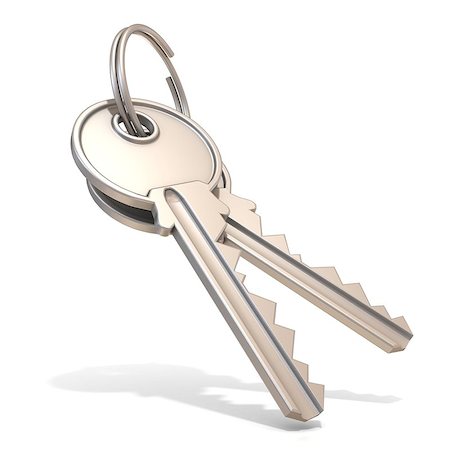 simsearch:400-04531638,k - A pair of steel house keys isolated on white background Fotografie stock - Microstock e Abbonamento, Codice: 400-08961729