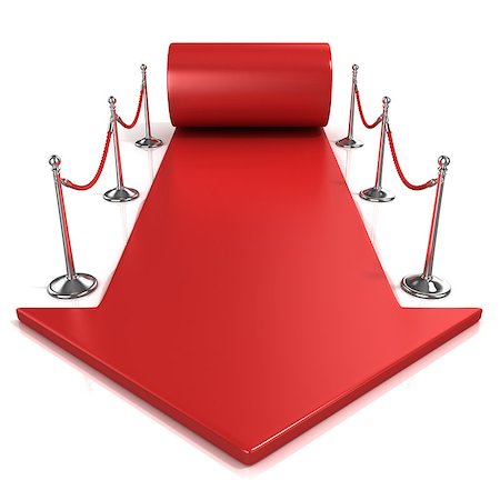 Red carpet arrow, isolated on white, front view Photographie de stock - Aubaine LD & Abonnement, Code: 400-08961740