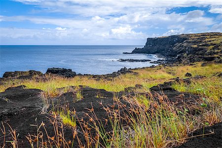 simsearch:400-09223812,k - Easter island cliffs and pacific ocean landscape, Chile Stock Photo - Budget Royalty-Free & Subscription, Code: 400-08961818