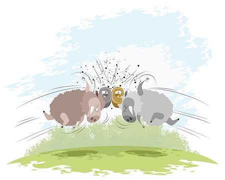 Vector illustration of a two rams fighting Stock Photo - Budget Royalty-Free & Subscription, Code: 400-08961887
