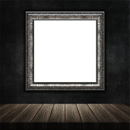 simsearch:400-09068018,k - 3D render of a grunge picture frame with a wooden table against a grunge metal background Stock Photo - Budget Royalty-Free & Subscription, Code: 400-08961894