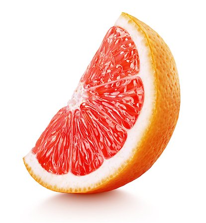 simsearch:400-08967896,k - Standing ripe slice of pink grapefruit citrus fruit isolated on white background with clipping path Photographie de stock - Aubaine LD & Abonnement, Code: 400-08961976