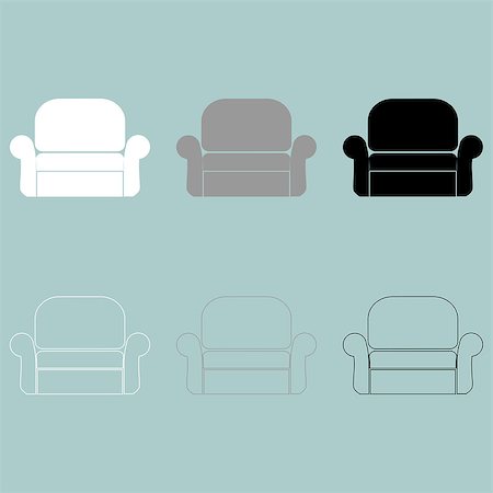 Armchair or easy chair icon set. Stock Photo - Budget Royalty-Free & Subscription, Code: 400-08962016