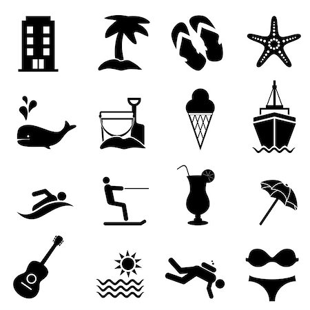 Beach, resort and summer vacation icon set Stock Photo - Budget Royalty-Free & Subscription, Code: 400-08962025