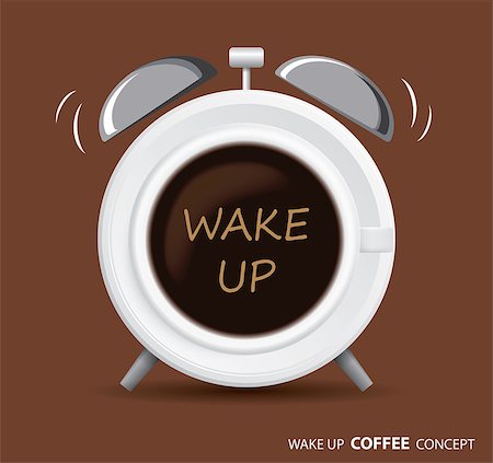 wake up coffee  and  alarm clock concept background Stock Photo - Budget Royalty-Free & Subscription, Code: 400-08962532