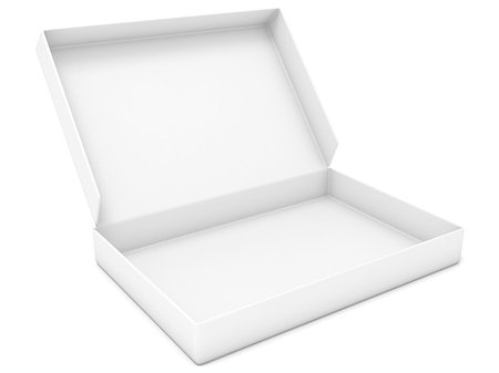 Empty white box. Side view. 3D render illustration isolated on white background Foto de stock - Super Valor sin royalties y Suscripción, Código: 400-08962559