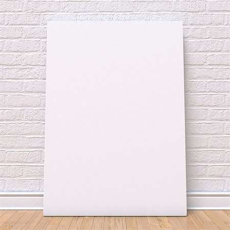 simsearch:400-08752677,k - Mock up canvas frame, floor and wall. 3D render illustration Stock Photo - Budget Royalty-Free & Subscription, Code: 400-08962565