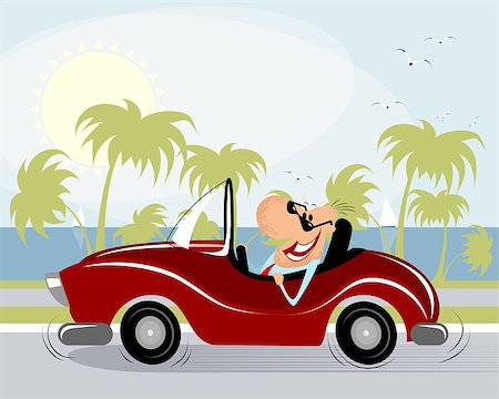 Vector illustration of a funny man driving Stock Photo - Budget Royalty-Free & Subscription, Code: 400-08962663